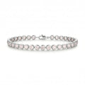 8.12 Ct Round Pink Rose Quartz Bezel Sterling Silver Inline Lobster Clasp Tennis Bracelet by Fine Color Jewels