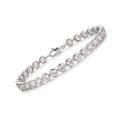 8.12 Ct Round Pink Rose Quartz Bezel Sterling Silver Inline Lobster Clasp Tennis Bracelet by Fine Color Jewels