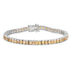 8.25 Ct Princess Yellow Citrine Channel Sterling Silver Inline Tennis Bracelet