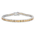 8.25 Ct Princess Yellow Citrine Channel Sterling Silver Inline Tennis Bracelet by Fine Color Jewels