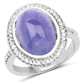 8.26 Ct Oval Violet Tanzanite Halo Silver Pave Cocktail Ring by Fine Color Jewels