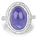 8.26 Ct Oval Violet Tanzanite Halo Silver Pave Cocktail Ring by Fine Color Jewels