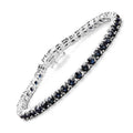 8.36 Ct Round Blue Sapphire Prong Sterling Silver Tennis Bracelet by Fine Color Jewels