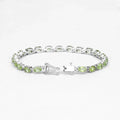 8.61 Ct Oval Olive Green Peridot Prong Sterling Silver Inline Tennis Bracelet by Fine Color Jewels