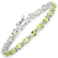 8.61 Ct Oval Olive Green Peridot Prong Sterling Silver Inline Tennis Bracelet by Fine Color Jewels