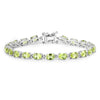 8.61 Ct Oval Olive Green Peridot Prong Sterling Silver Inline Tennis Bracelet