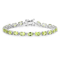 8.61 Ct Oval Olive Green Peridot Prong Sterling Silver Inline Tennis Bracelet by Fine Color Jewels