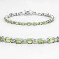 8.61 Ct Oval Olive Green Peridot Prong Sterling Silver Inline Tennis Bracelet by Fine Color Jewels