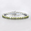 8.68 Ct Octagon Olive Green Peridot Prong Sterling Silver Inline Tennis Bracelet by Fine Color Jewels