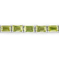 8.68 Ct Octagon Olive Green Peridot Prong Sterling Silver Inline Tennis Bracelet by Fine Color Jewels
