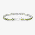 8.68 Ct Octagon Olive Green Peridot Prong Sterling Silver Inline Tennis Bracelet by Fine Color Jewels