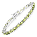 8.68 Ct Octagon Olive Green Peridot Prong Sterling Silver Inline Tennis Bracelet by Fine Color Jewels