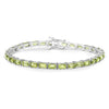 8.68 Ct Octagon Olive Green Peridot Prong Sterling Silver Inline Tennis Bracelet