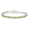 8.68 Ct Octagon Olive Green Peridot Prong Sterling Silver Inline Tennis Bracelet by Fine Color Jewels
