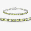 8.68 Ct Octagon Olive Green Peridot Prong Sterling Silver Inline Tennis Bracelet by Fine Color Jewels