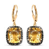 8.90 Ct Yellow Citrine & Black Spinel Prong Silver Leverback Dangle Earrings