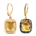 8.90 Ct Yellow Citrine & Black Spinel Prong Silver Leverback Dangle Earrings by Fine Color Jewels