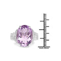 8.98 Ct Oval Lavender Amethyst and White Topaz Prong Silver Bold Engagement Ring by Fine Color Jewels