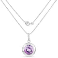 8 Ct Round Purple Amethyst Bezel 18K White Gold Plated Silver Solitaire Pendant Necklace by Fine Color Jewels
