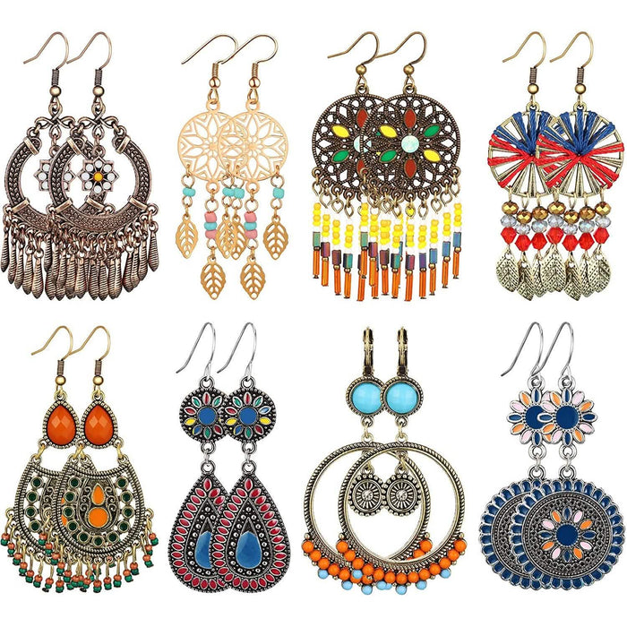 8-Pairs: Bohemian Hollow Retro Dangle Earrings by DailySale