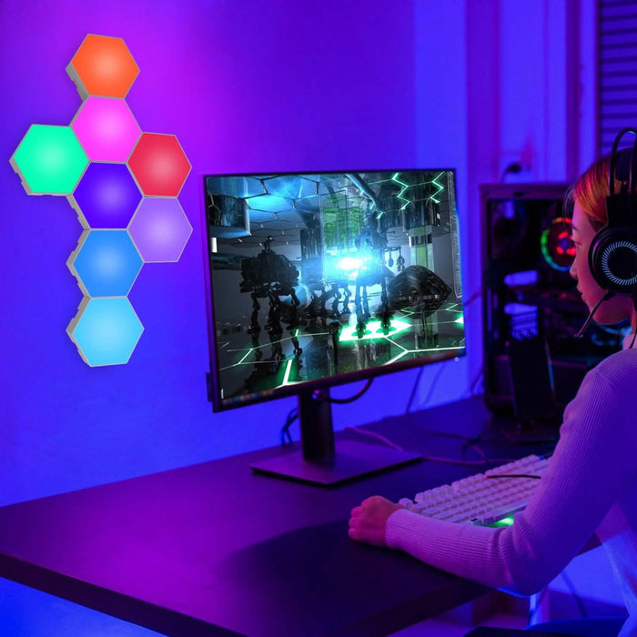 8-Piece: Hexagon Light Panels RGBW Colorful Splicing Wall Lamps by DailySale