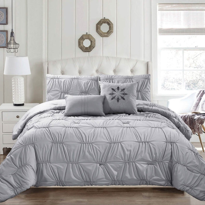 8-Piece Set: Solid Ruching Pintucked Oversized Comforter Set by DailySale