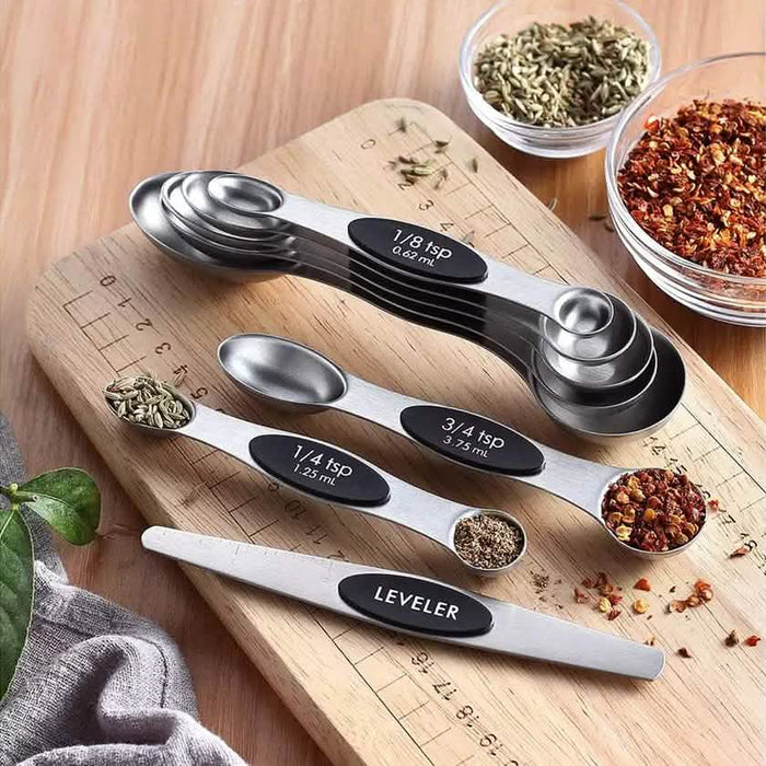 8-Piece: Stainless Steel Magnetic Measuring Spoons Set by DailySale