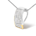 14K White and Yellow Gold 2.0 Cttw Princess Cut Diamond Two Tone Foldover Box Pendant 18â€ Box Chain Necklace (H-I Color, SI1-SI2 Clarity) by Bids.com