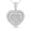 10K White Gold 1 cttw Multi Cut 1 cttw Diamond Heart Pendant Necklace (H-I, I1-I2) by Bids.com