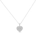 10K White Gold 1 cttw Multi Cut 1 cttw Diamond Heart Pendant Necklace (H-I, I1-I2) by Bids.com