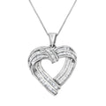 Sterling Silver 7/8 cttw Baguette Diamond Heart Pendant Necklace (I-J, I2-I3) by Bids.com