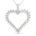 .925 Sterling Silver 1/4 cttw 3-Prong Diamond Open Heart 18" Pendant Necklace (I-J Color, I3 Clarity) by Bids.com
