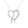 .925 Sterling Silver 1 cttw Diamond Heart and Ribbon 18" Pendant Necklace (I-J Clarity, I2-I3 Color) - 18" by Bids.com