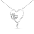 .925 Sterling Silver 1/10 cttw Diamond Heart Pendant Necklace (H-I, I1-I2) by Bids.com