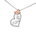 Two Tone .925 Sterling Silver 1/5 cttw Diamond "Mom" and Heart Pendant Necklace (H-I, I1-I2) by Bids.com