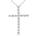 .925 Sterling Silver 1/6 Cttw Brilliant-Cut Diamond Miracle-Set Shared Prong Cross 18" Pendant Necklace (I-J Color, I2-I3 Clarity) by Bids.com