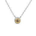 .925 Sterling Silver 1/5 Cttw Bezel Set Champagne Diamond Solitaire 18" Pendant Necklace (K-L Color, I1-I2 Clarity) by Bids.com