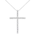 .925 Sterling Silver 4.0 Cttw Diamond 2-1/4" Cross Pendant with Box Chain Necklace (I-J Color, I1-I2 Clarity) - 18" by Bids.com