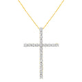 10K Yellow Gold Plated .925 Sterling Silver 4.0 Cttw Round Cut Diamond Cross Pendant Necklace (J-K Color, I1-I2 Clarity) - 18" by Bids.com