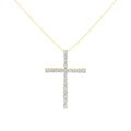 10K Yellow Gold Plated .925 Sterling Silver 4.0 Cttw Round Cut Diamond Cross Pendant Necklace (J-K Color, I1-I2 Clarity) - 18" by Bids.com