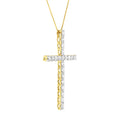 10K Yellow Gold Plated .925 Sterling Silver 4.0 Cttw Round Cut Diamond Cross Pendant Necklace (J-K Color, I1-I2 Clarity) - 18" by Bids.com