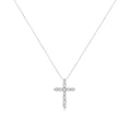 .925 Sterling Silver 1.0 Cttw Prong Set Round-Cut Diamond Cross 18" Pendant Necklace (I-J Color, I2-I3 Clarity) by Bids.com