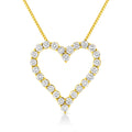 14K Yellow Gold Plated .925 Sterling Silver 2.00 Cttw Shared Prong-Set Round Brilliant-Cut Diamond Open Heart 18" Pendant Necklace (K-L Color, I2-I3 Clarity) by Bids.com
