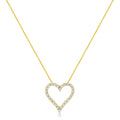 14K Yellow Gold Plated .925 Sterling Silver 2.00 Cttw Shared Prong-Set Round Brilliant-Cut Diamond Open Heart 18" Pendant Necklace (K-L Color, I2-I3 Clarity) by Bids.com