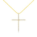 10K Yellow Gold Plated .925 Sterling Silver 3.0 Cttw Prong-Set Round Brilliant Cut Diamond Cross 18" Pendant Necklace (J-K Color, I1-I2 Clarity) by Bids.com