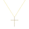 10K Yellow Gold Plated .925 Sterling Silver 3.0 Cttw Prong-Set Round Brilliant Cut Diamond Cross 18" Pendant Necklace (J-K Color, I1-I2 Clarity) by Bids.com