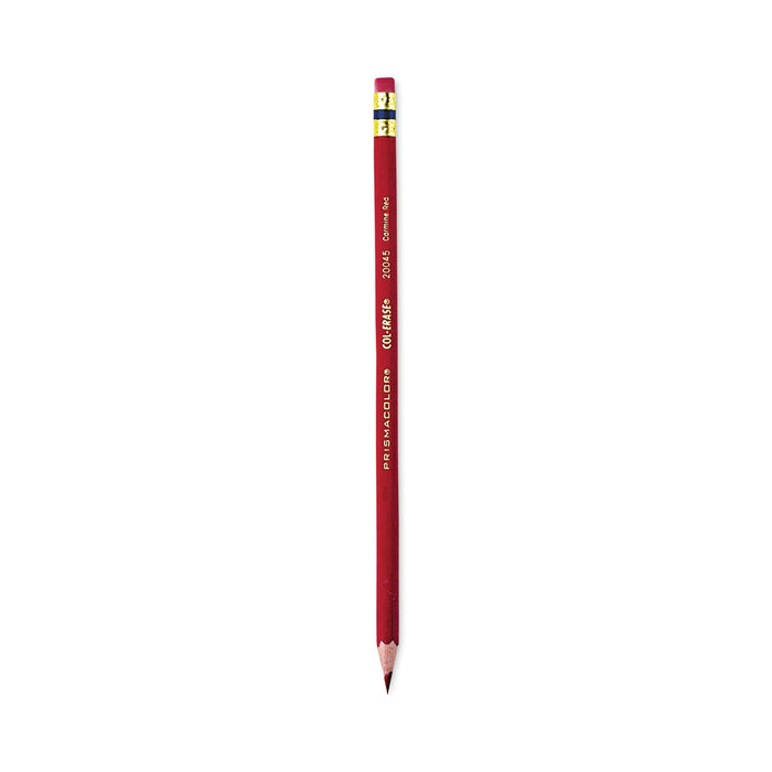 Prismacolor Col-Erase Pencil with Eraser, 0.7 mm, 2B (#1), Carmine Red Lead, Carmine Red Barrel, Dozen
