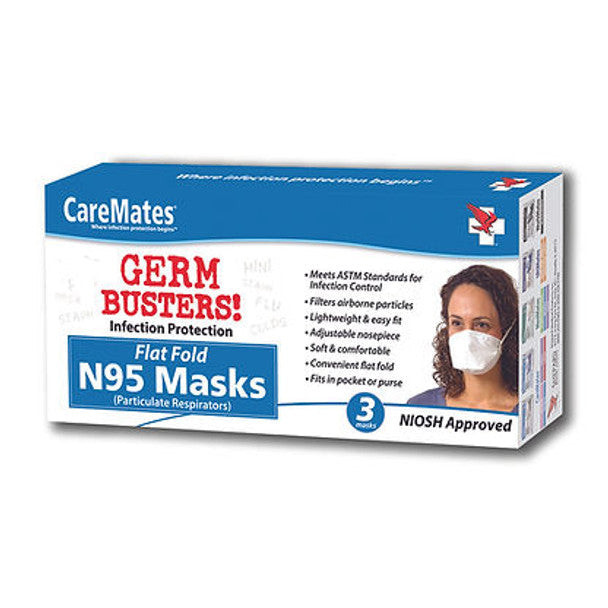 CareMates 03710420 N-95 NIOSH Masks, 3 Flat Fold - Case Of 25 by Pasteur Pharmacy