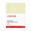 Universal Glue Top Pads, Wide/Legal Rule, 50 Canary-Yellow 8.5 x 11 Sheets, Dozen