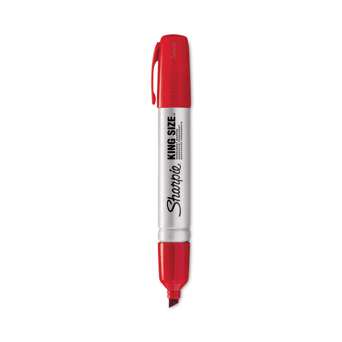 Sharpie King Size Permanent Marker, Broad Chisel Tip, Red, Dozen